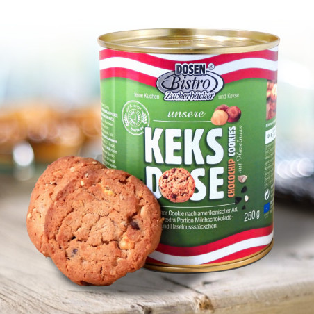 DosenBistro Keksdose Cookies mit Haselnuss und Choco-Chips (250g)