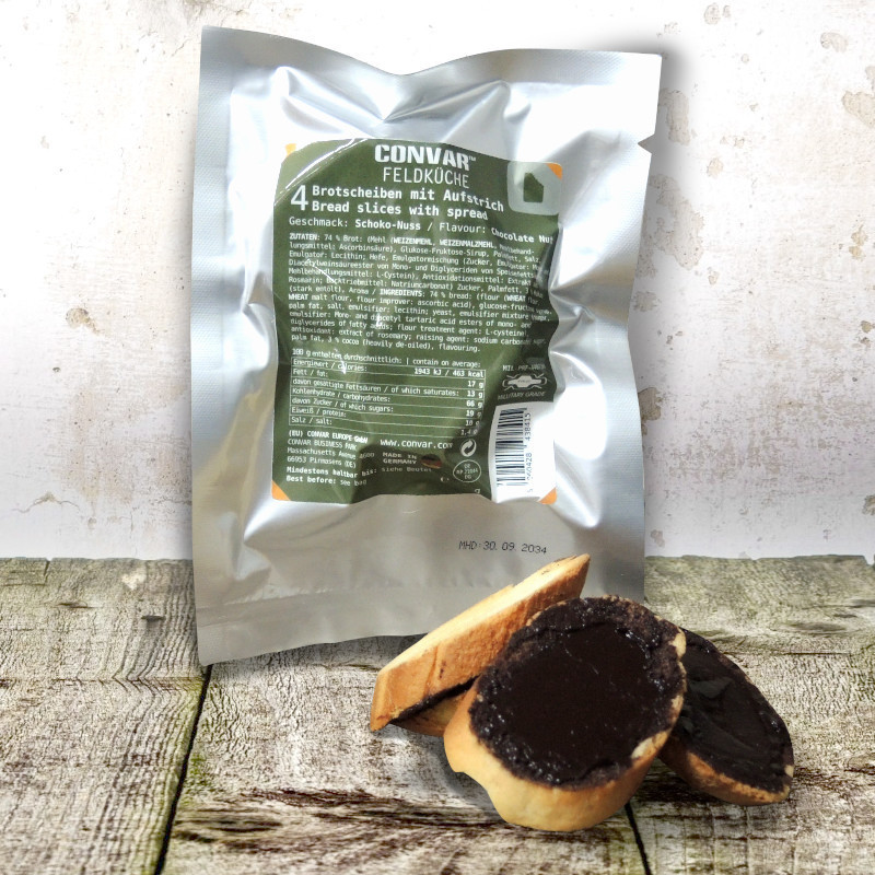 Convar  Fette di pane con crema spalmabile al cioccolato e nocciole