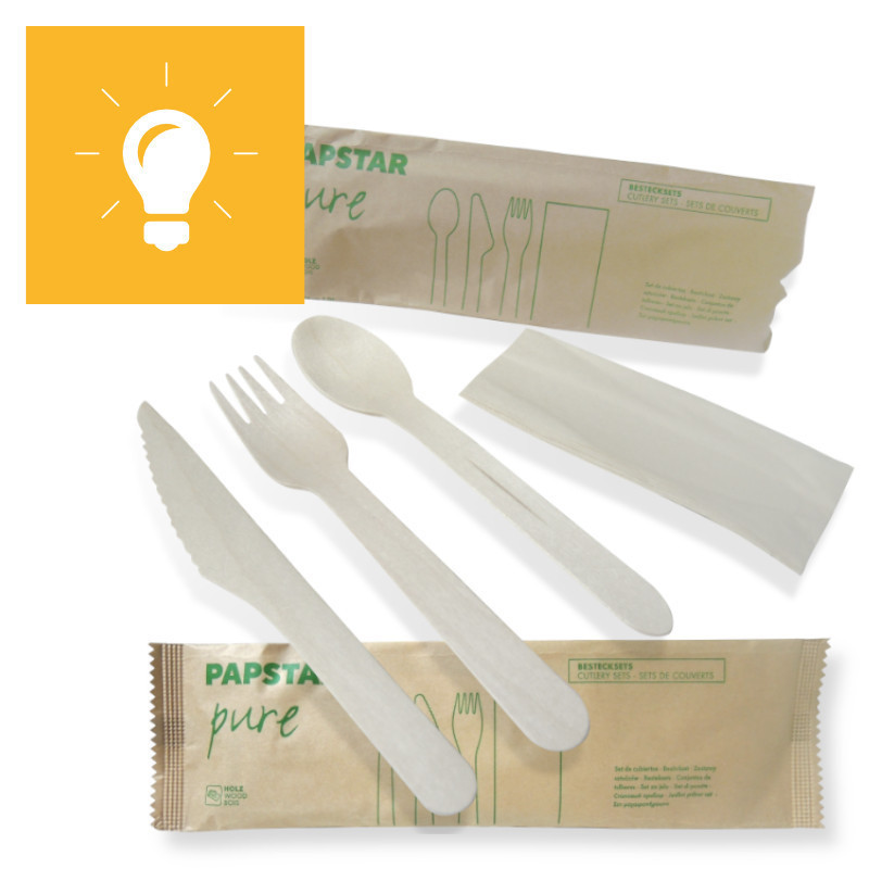 Papstar Wooden cutlery set "pure"