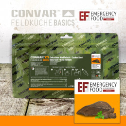 CONVAR™ Feldküche Basics Gekochtes Rindfleisch geschnitten & gefriergetrocknet (230g)