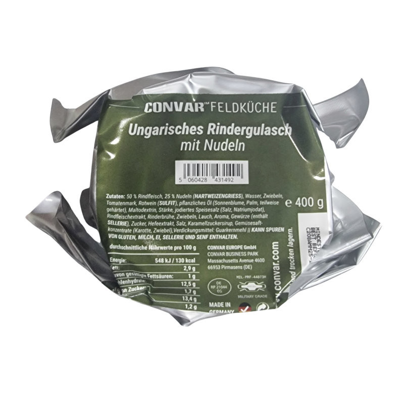 CONVAR™ Feldküche Gulasch di manzo ungherese con tagliatelle (400 g) CONVAR™ Feldküche Gulasch di manzo ungherese con tagliatelle (400 g)