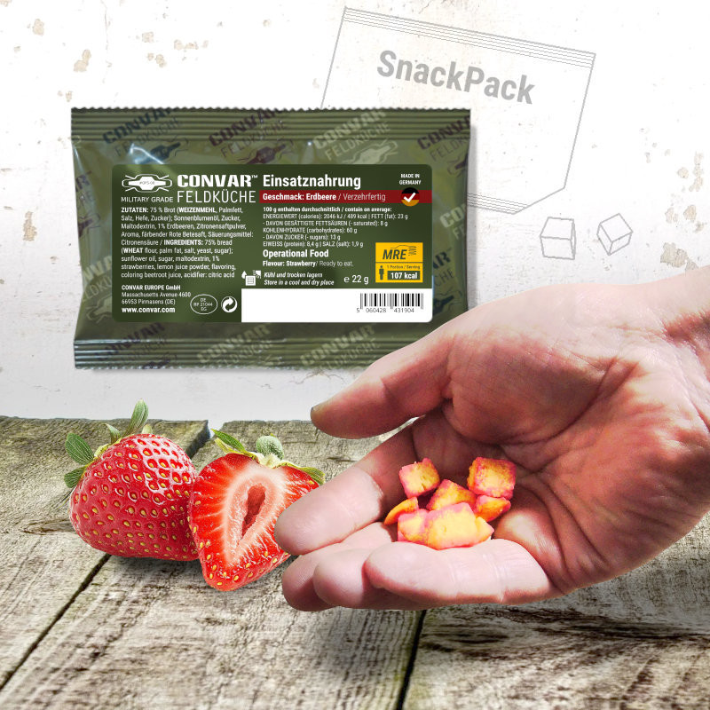 CONVAR™ Feldküche Aliment d'intervention SnackPack, Goût : Fraise (22g)