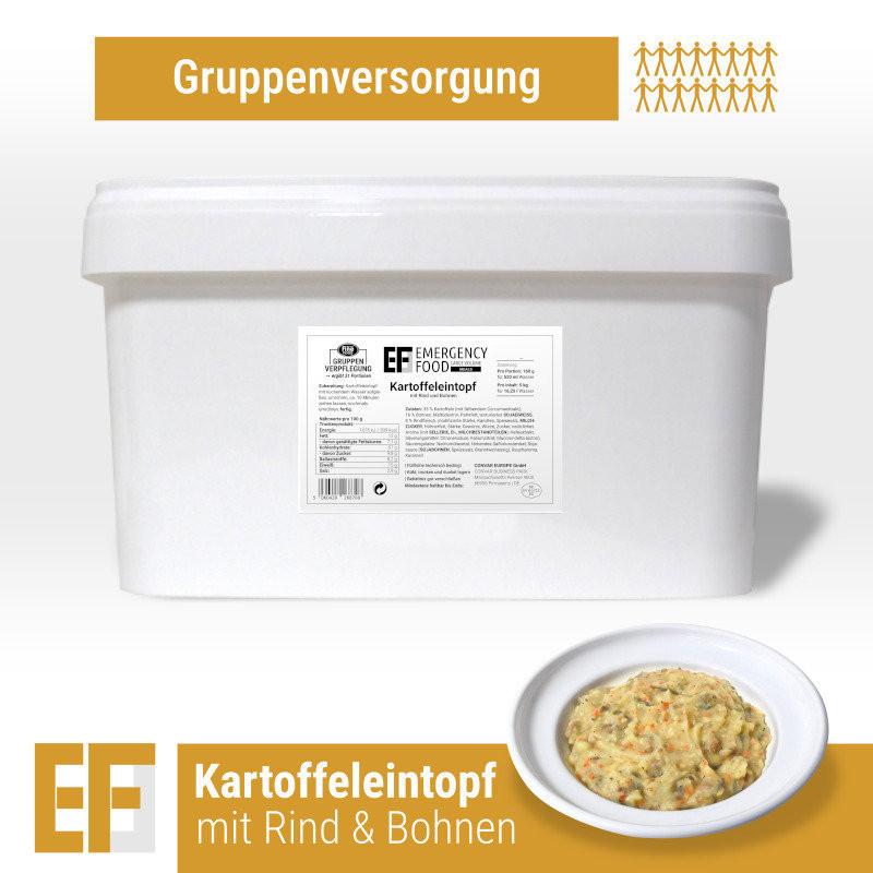 EF MEALS Potée de pommes de terre au bœuf et aux haricots (4kg) (ESL) EF MEALS Potée de pommes de terre au bœuf et aux haricots (4kg) (ESL)