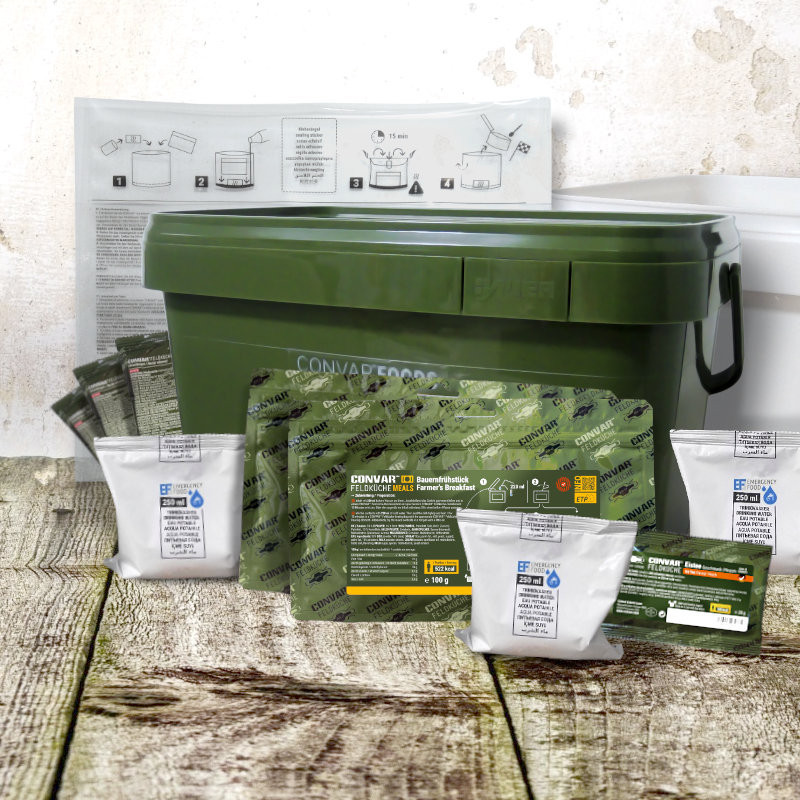 72 heures de réserve d'urgence avec 6 L d'eau potable (recommandation de l'UE)