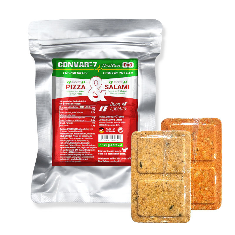 9 x CONVAR-7 NextGen Energy Bar Duo Pizza & Salami (120g) 9 x CONVAR-7 NextGen Energy Bar Duo Pizza & Salami (120g)