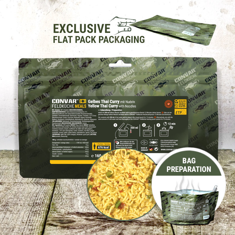 CONVAR™ Feldküche gelbes Thai Curry mit Nudeln (160 g)