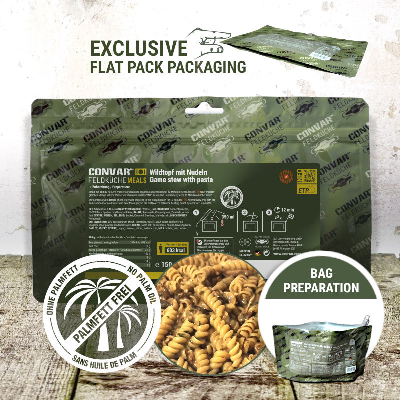 CONVAR™ Feldküche Wildtopf mit Nudeln (150g)