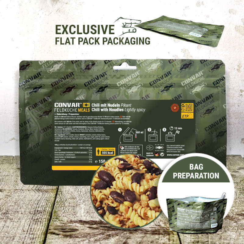 CONVAR™ Feldküche Chili mit Nudeln (1 Portion)  (150g)