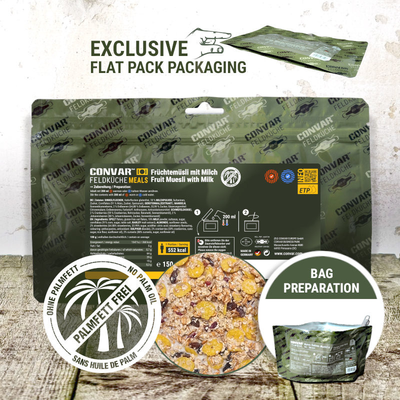CONVAR™ Feldküche Früchtemüsli mit Milch (1 Portion) (150g)