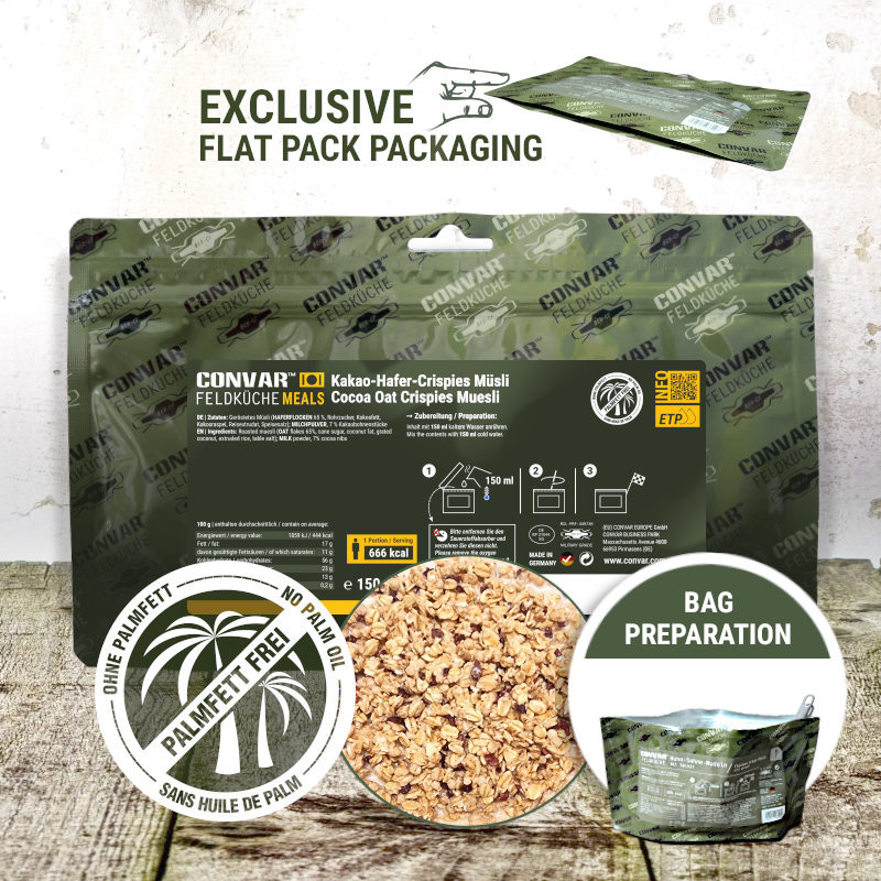 CONVAR™ Feldküche Kakao-Hafer-Crispies Müsli (1 Portion) (150g)