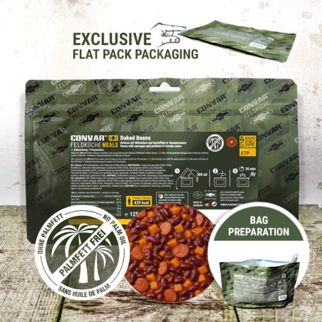 CONVAR  Baked Beans with Sausages (125g) | Ready-to-eat meal